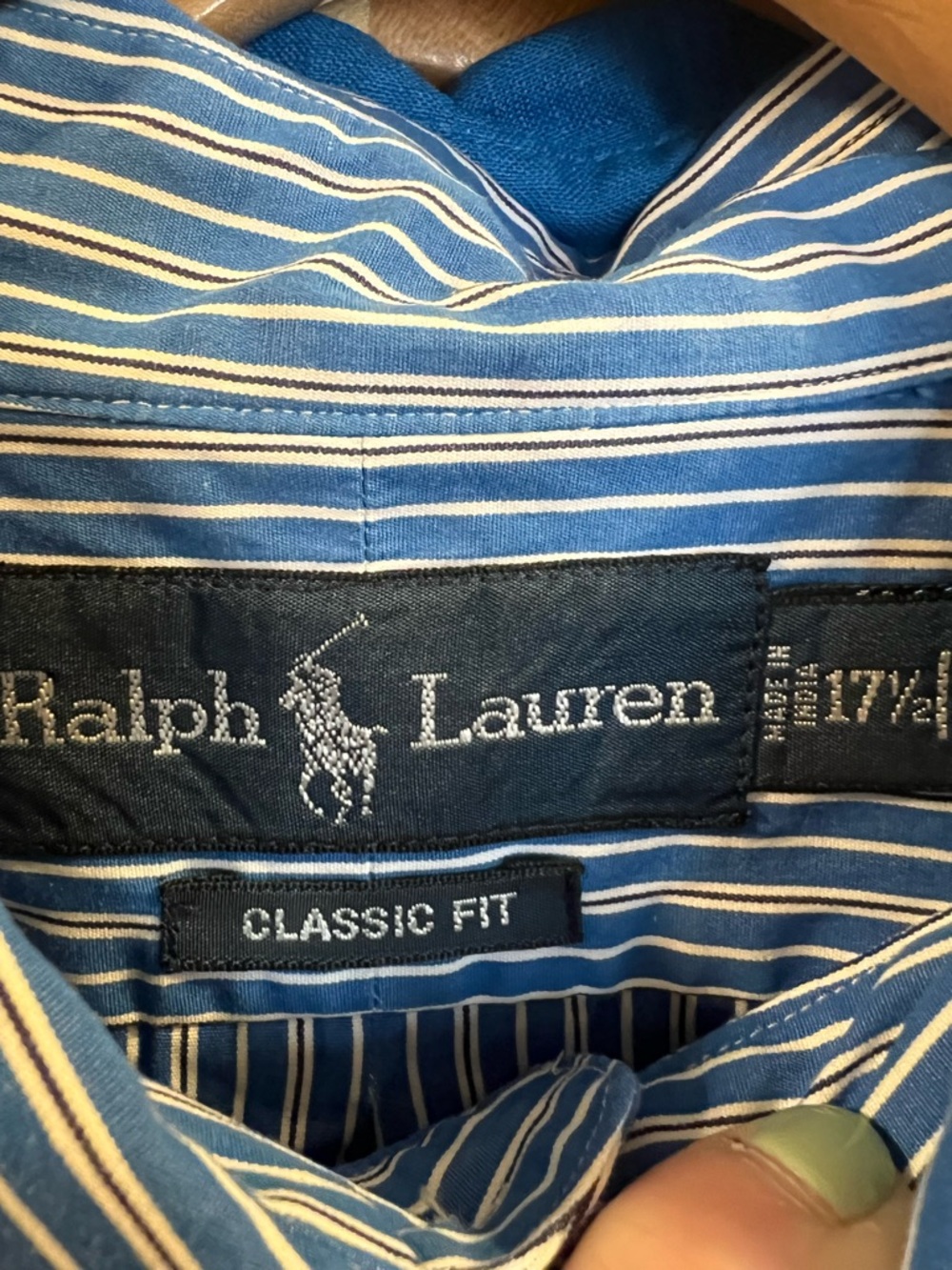RALPH LAUREN striped button down shirt classic fit blue white - Picture 3 of 7